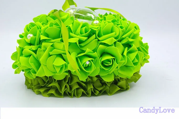 Green Heart Design Wedding Pillow Ring With Transprent Box Special Unique Decorations Favor Products |