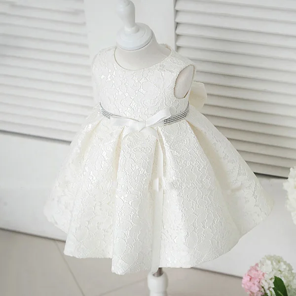 Glitz Pearl Bow Girl Summer Dresses for Wedding Pink/White Flower Dress Party Princess Baby Birthday 1-12Y | Детская одежда и