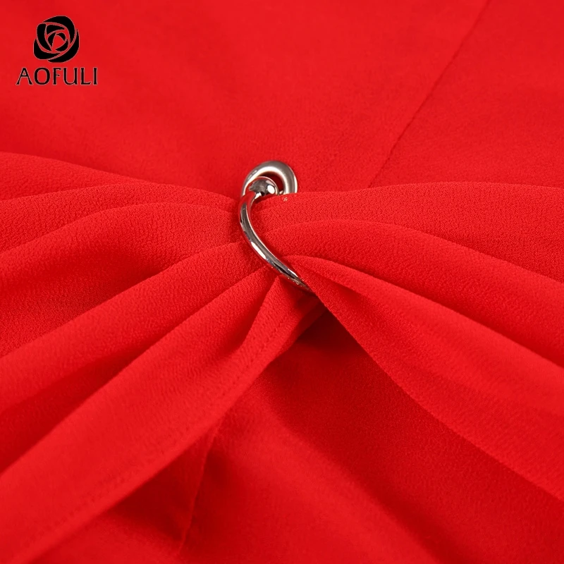 Размер S красное шифоновое короткое платье Брендовое однотонное асимметричное