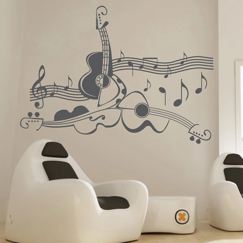 Классические виниловые наклейки на стену для музыкальной гитары оригинальный