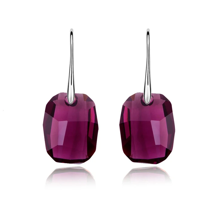 Amethyst BAFFIN оригинальные кристаллы от Swarovski квадратные Висячие серьги большие Висячие Подвески для женщин Серебряный цвет массивные украшения - Окраска металла: Amethyst