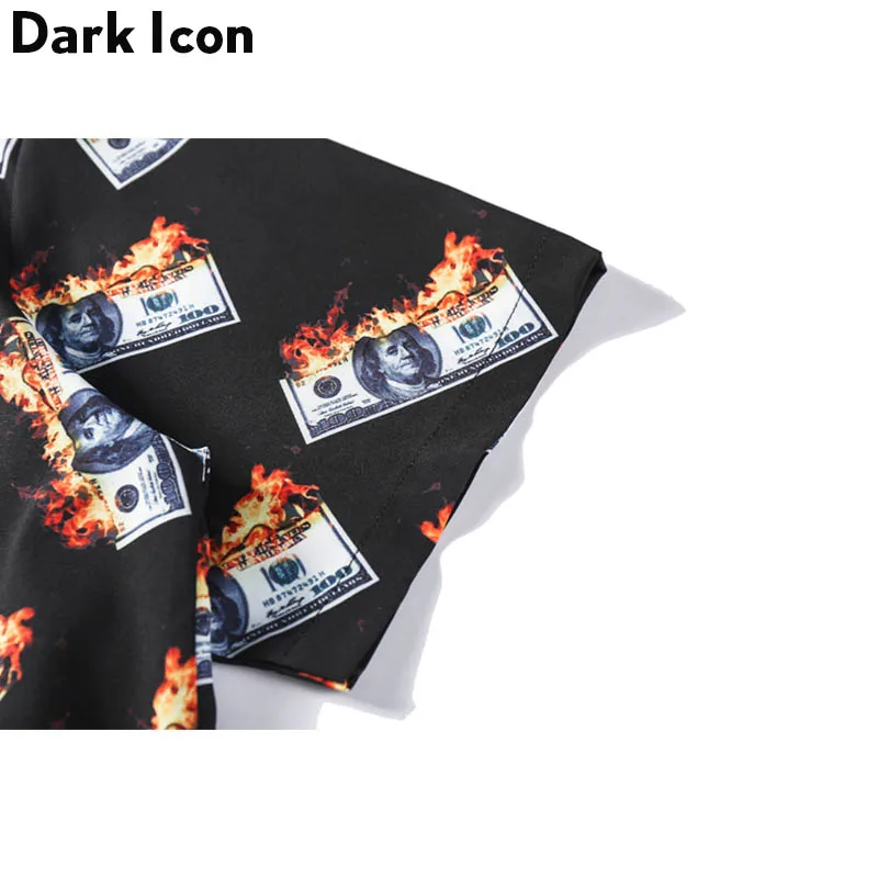 Dark Icon Flame USDollar мужские рубашки летние мужские рубашки с отложным воротником уличная одежда рубашки в стиле хип-хоп
