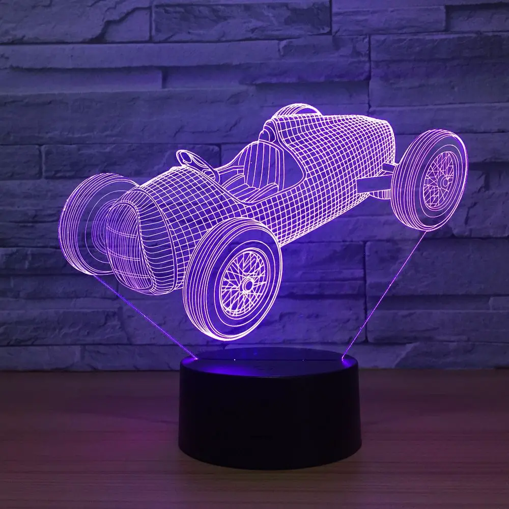 

Old Racing Car Luminarias USB Night Lamp 7 Color Changing LED 3D Atmosphere Lamp Visual Nightlight Indoor Lighting Drop Shipping