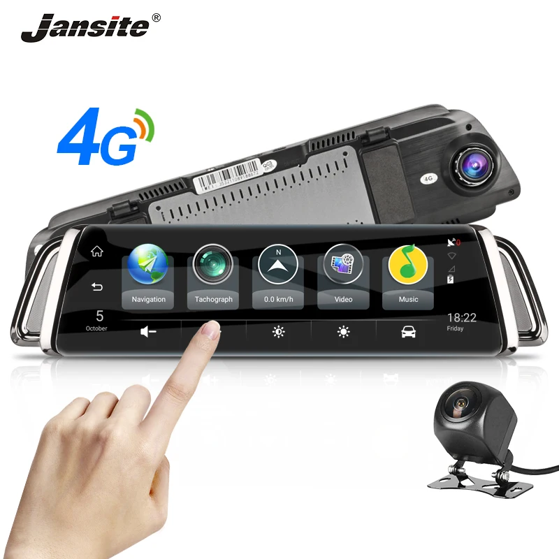 Jansite, 10 дюймов, 4G, 3G, сенсорный экран, автомобильная камера, Android 5,1, gps навигация, камера, видео рекордер, зеркало заднего вида с камерой заднего вида