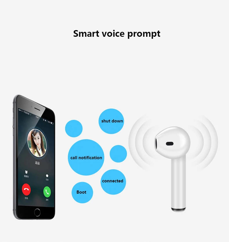 Беспроводные Bluetooth наушники I7s мини гарнитура вкладыши с микрофоном для