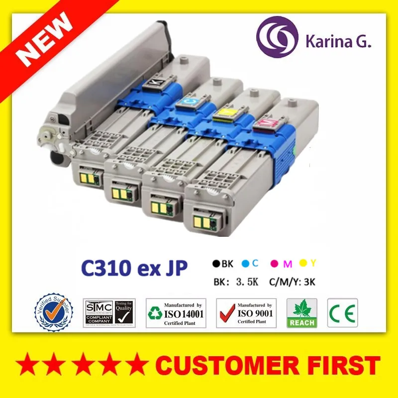 4 шт. переработанных картриджа с тонером для Okidata MC361 MC561 MC362 MC562 MC352 C330 C310 C510 C530 C331 C531