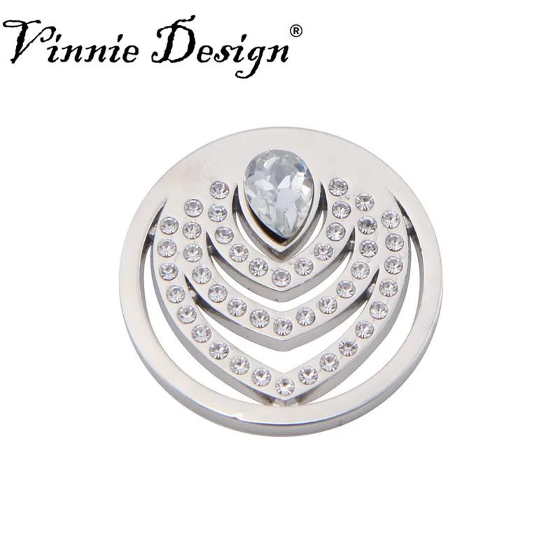 Ювелирные изделия Vinnie Design пера с прозрачными кристаллами монета для 35 мм рамки