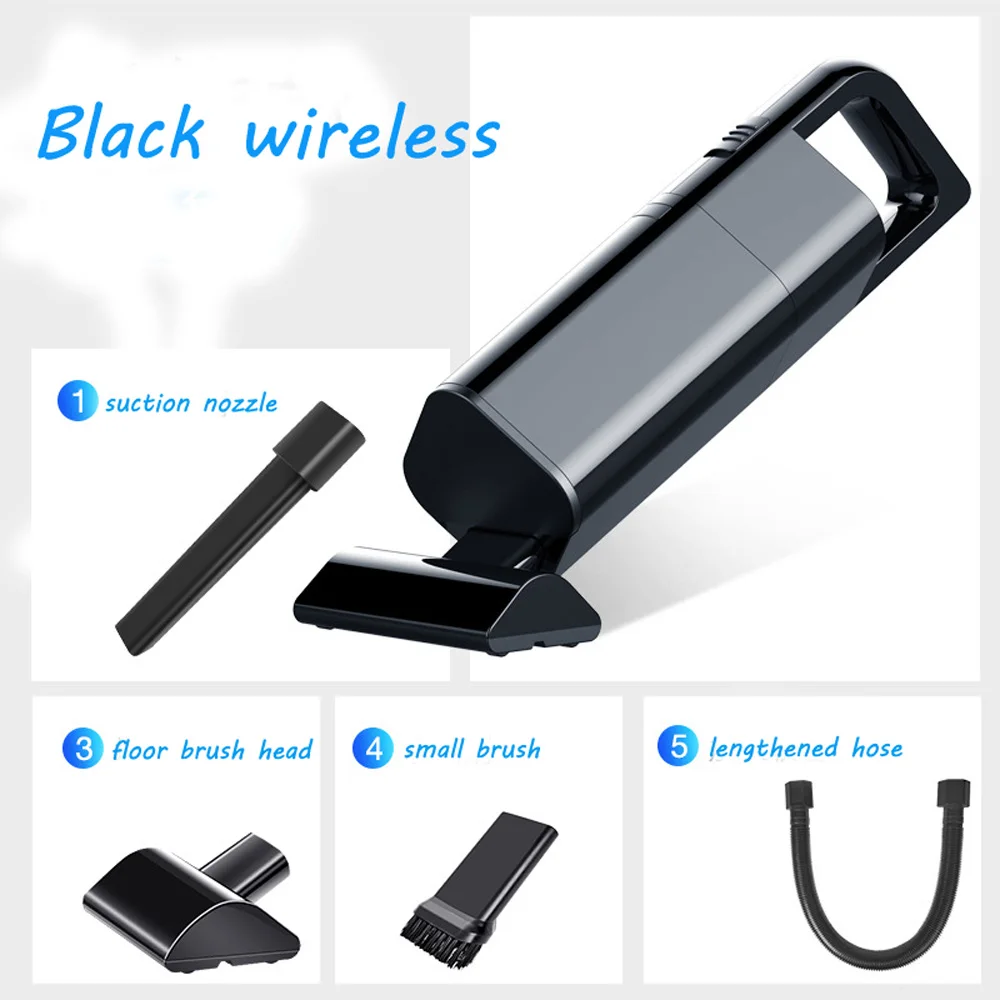Black wireless Портативный автомобильный пылесос 12 В, беспроводной автомобильный пылесос для сухой и влажной уборки, двойное использование, удерживающий пылесос - Цвет: Black wireless