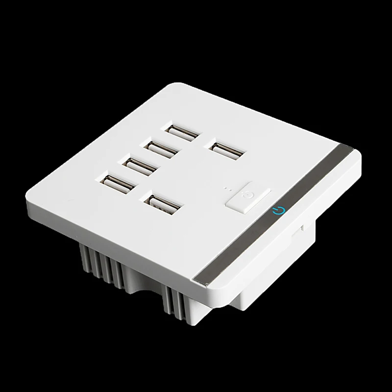 3.4A 6 портов USB настенное зарядное устройство розетка панель Переключатель AC 110-220 В