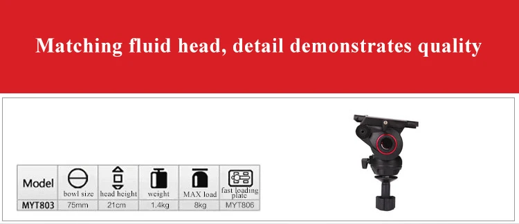 Miliboo MYT803 Базовая плоская Жидкостная головка с чашей размером 75 мм