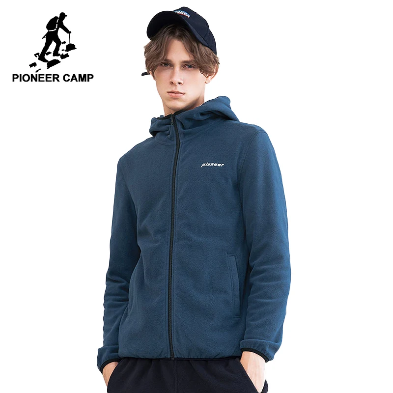 Мужская теплая флисовая куртка Pioneer camp mew однотонная на молнии с капюшоном
