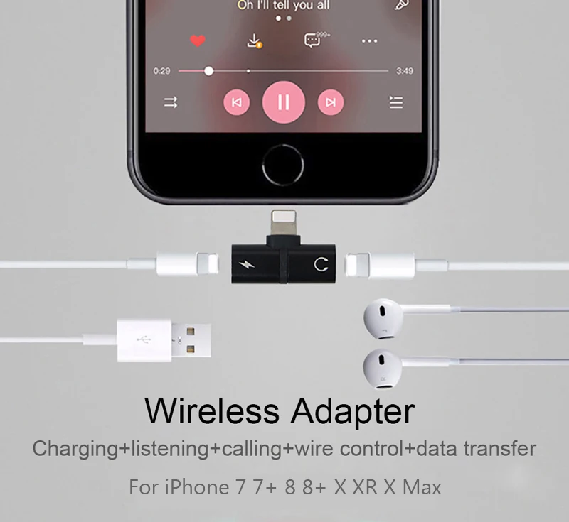 NTC поставляет разветвитель в AUXCharger переходник для наушников 2в1 BF1 для легкой док-станции 7 8 Plus X 7plus 8plus XR XS MAX