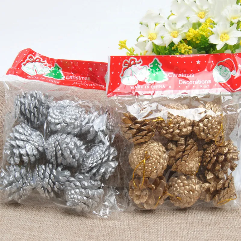 9 шт 4 см Pinecone Рождественская елка подвесное украшение сосновые шишки безделушка