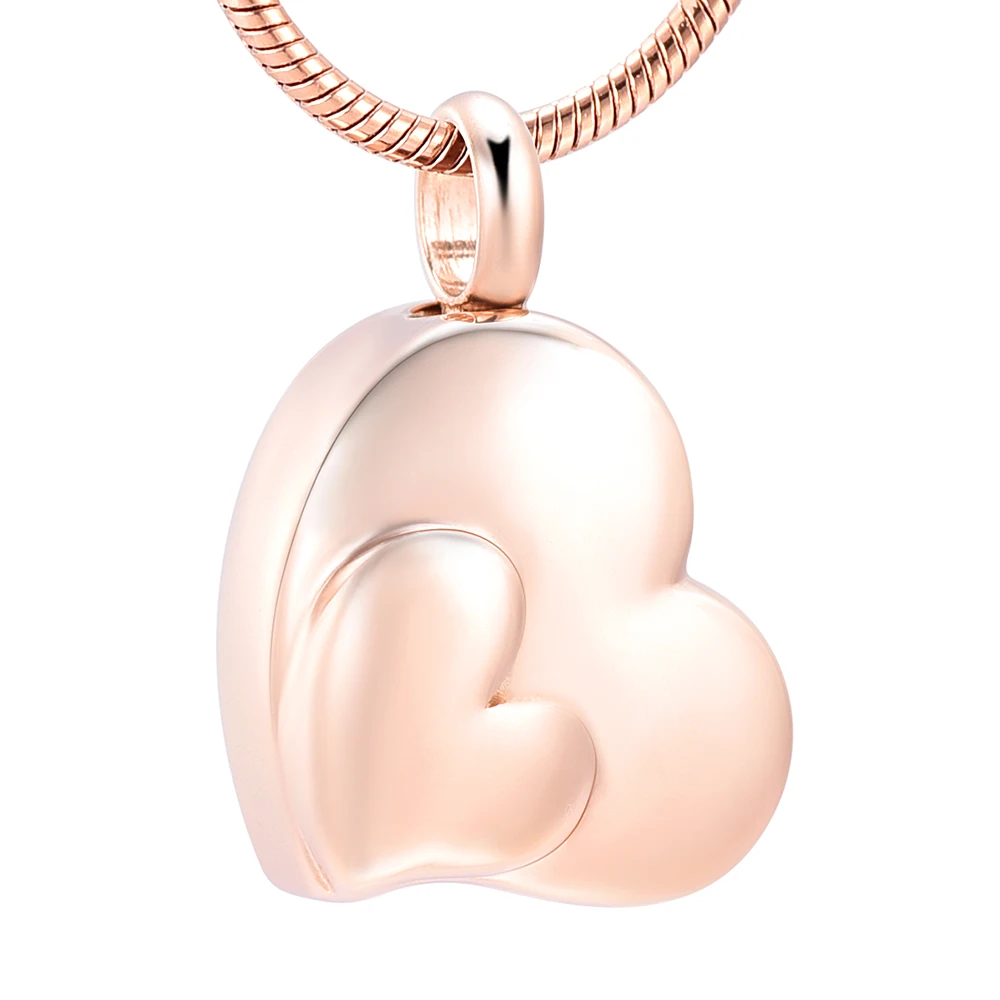 

IJD12436 Double Heart Cremation Pendant Stainless Steel Keepsake Necklace Ashes Holder for Pet/Human Memorial Men/Women Jewelry