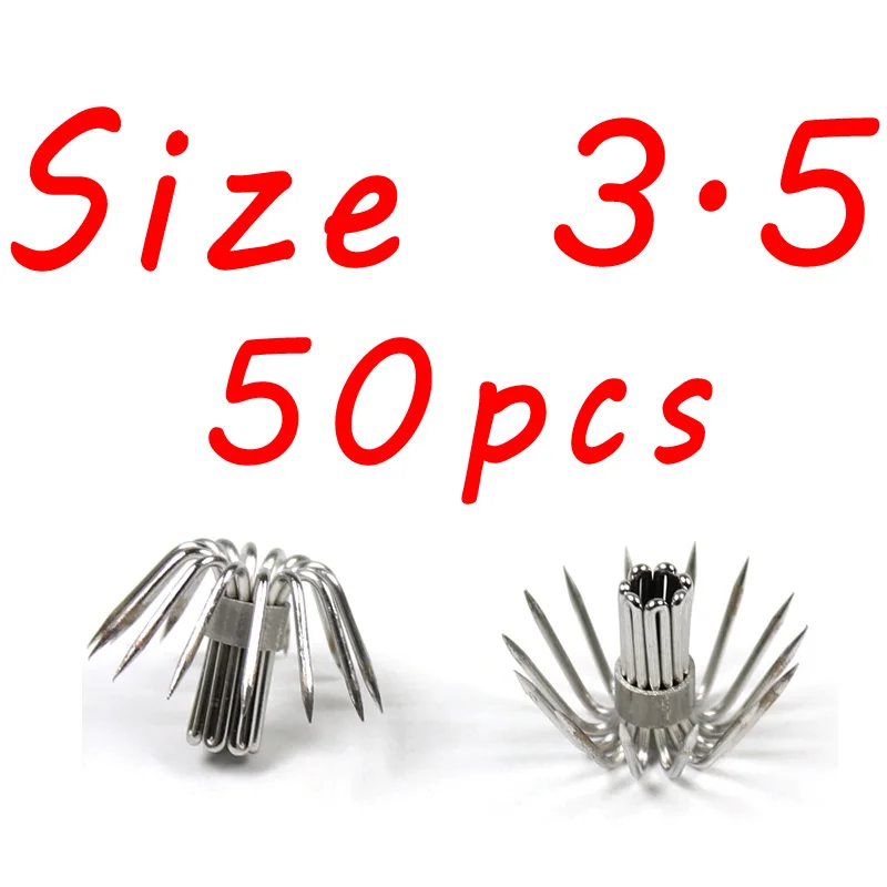 50pcs size 3dot5 50 шт. крючок для наживки крючок Одиночная креветка для наживки приманка DIY Egi рыболовные крючки запчасти 14 игл Размер 2 2,5 3 3,5 4 - Цвет: 50pcs size 3dot5
