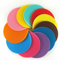 2pcs multifunctional round candy color hot pads silicone non slip heat resistant mat cup coaster cushion placemat pot holder