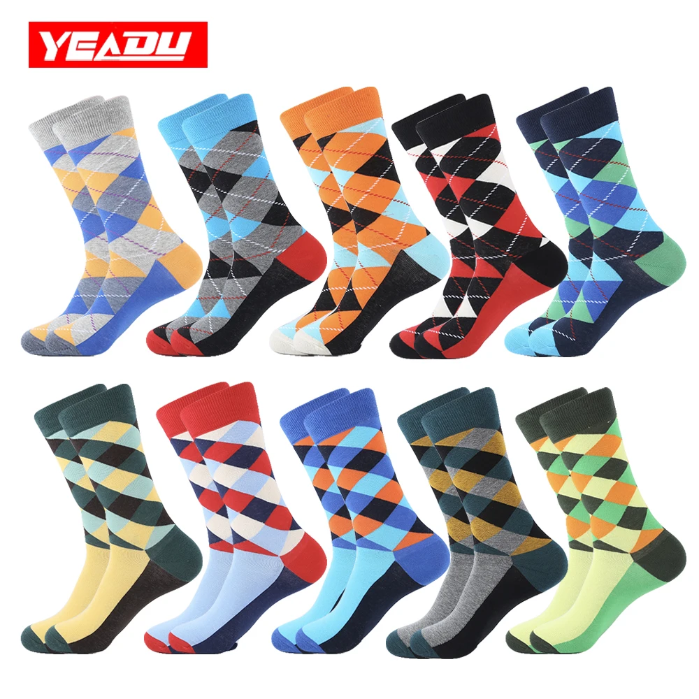 Носки YEADU мужские 10 пар/лот цветные хлопковые смешные в стиле харадзюку классные