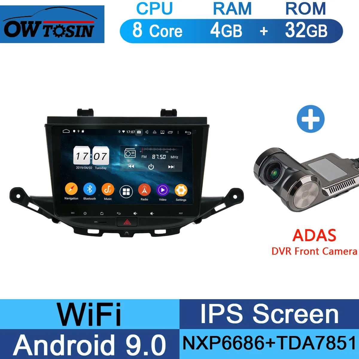 32G Adas Camera " ips Восьмиядерный 4 Гб ОЗУ+ 64 Гб ПЗУ Android 9,0 автомобильный dvd-радиоплеер gps для Opel Astra K DSP CarPlay Parrot BT Adas - Цвет: 32G Adas Camera