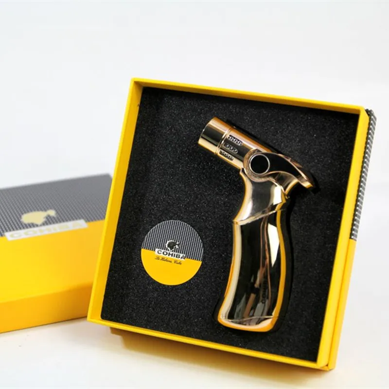 

Cohiba cigar lighter Cigarette Lighters Windproof metal welding 4 JET FLAM torch lighter Smoking Pipe COB-659