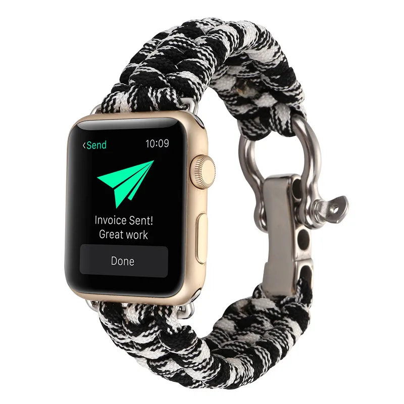 Спорт на открытом воздухе ремешок для Apple Watch Band 42 мм 38 мм веревка для выживания металлический болт застежка браслет для iWatch серии 4/3/2/1 - Цвет: Color A