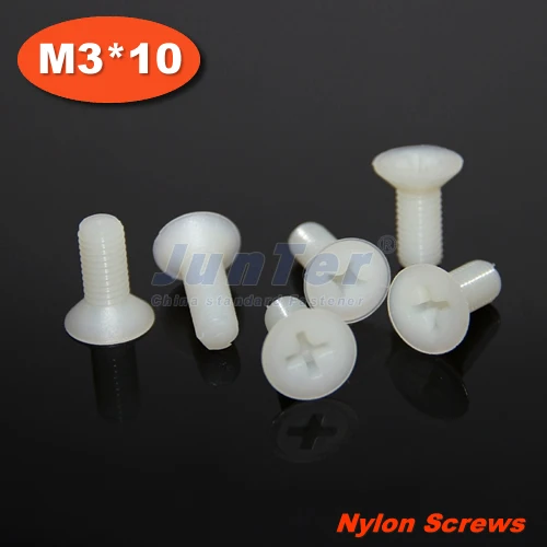 

1000pcs/lot DIN965 M3*10 Nylon Machine Phillips Flat Head (Cross recessed countersunk head screws) Screw
