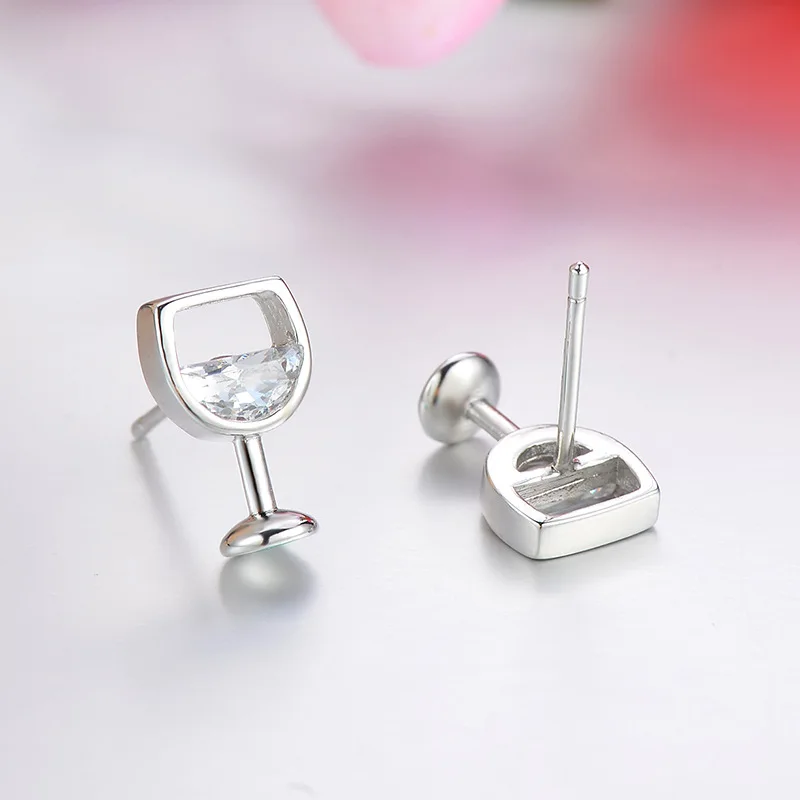 

Red wine Glass Shape Stud Earring Copper Cubic Zirconia Jewelry For Women Party Wedding