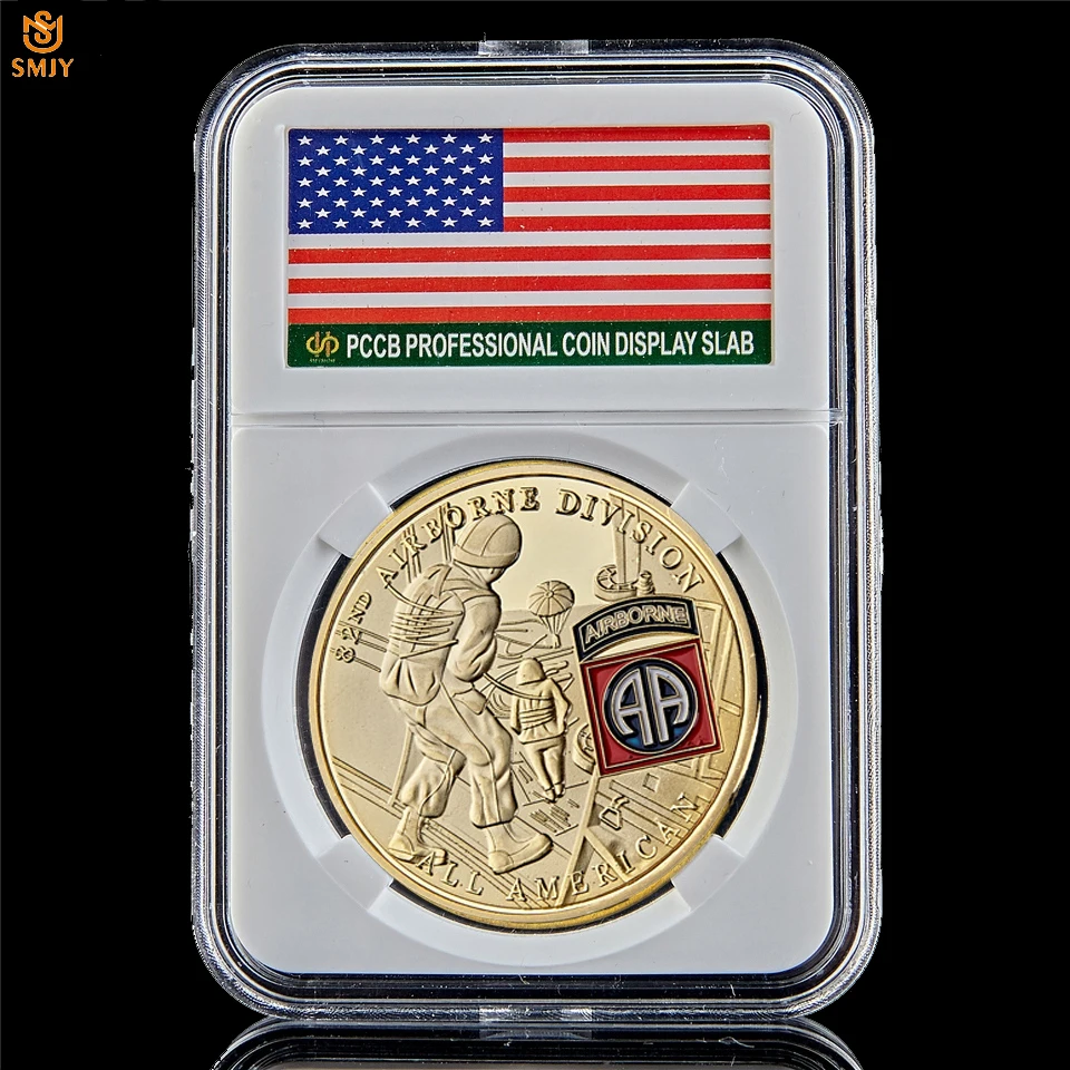 

US 82nd Airborne Division Great Seal Military Custom Gold Challenge Commemorative Coin Collectibles And Gifts W/PCCB Holder