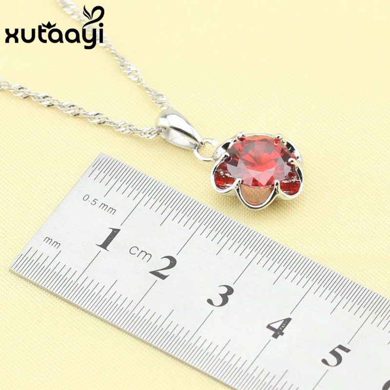 Женский комплект ювелирных изделий красный гранатовый серебряное ювелирное