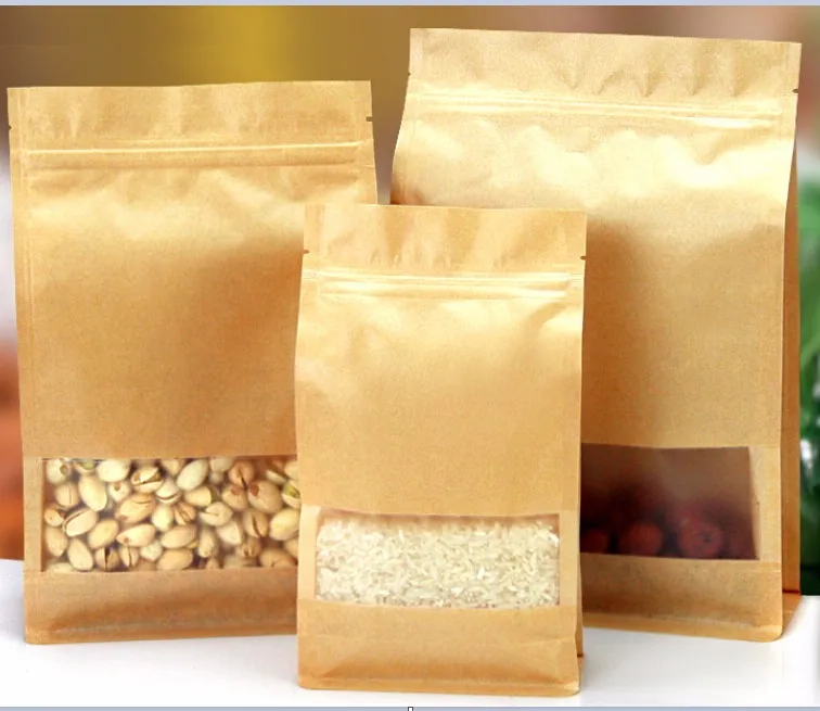 20x30cm Large kraft paper Zip Lock Packing Bag Stand Up Pouch Resealable Doypack Retail Zipper food Coffee Storage bag | Дом и сад