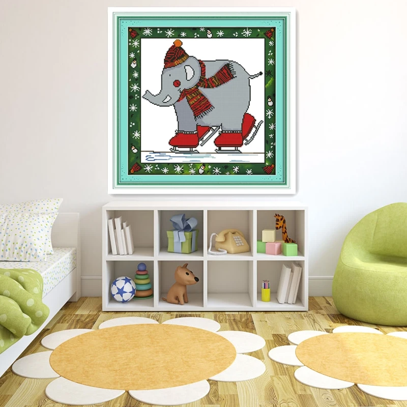 Elephant Counted Pattern DMC Cross Stitch 11CT 14CT Chinese Kits for Embroidery Home Decor Needlework | Дом и сад