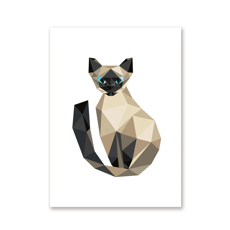Треугольная многоугольная стильня сиамский котенок Художественная печать
