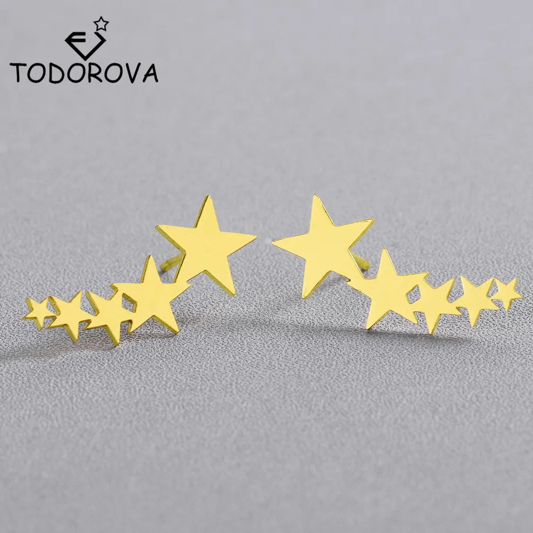 Тодорова звезда серьги-клаймберы крошечные серьги-гвоздики со звёздочками для