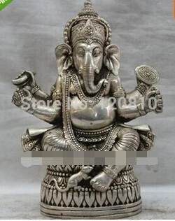 HOT SELL ---320+++Elegant Metals carvings Tibet Tibetan Religions Silver India Ganapati Ganesh Lord Ganesha Buddha Statue | Дом и сад