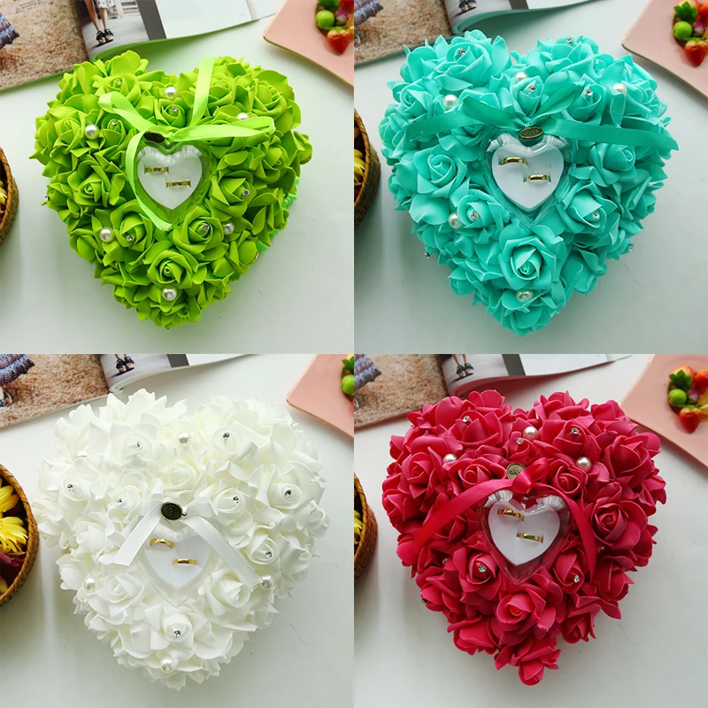 Бесплатная доставка цветок Сердце Дизайн свадебное кольцо Подушка Detalles Boda