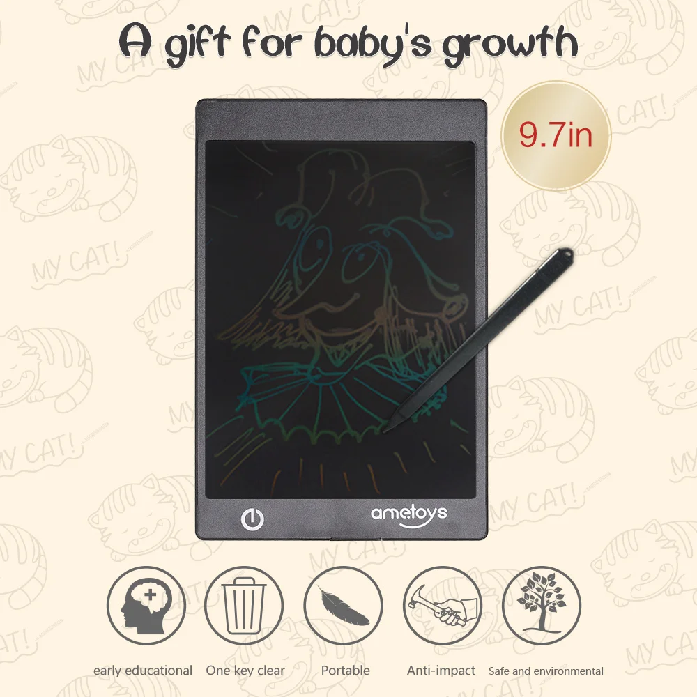Ametoys 9 7 дюймовый ЖК дисплей планшетный планшет для рисования и записи цветная