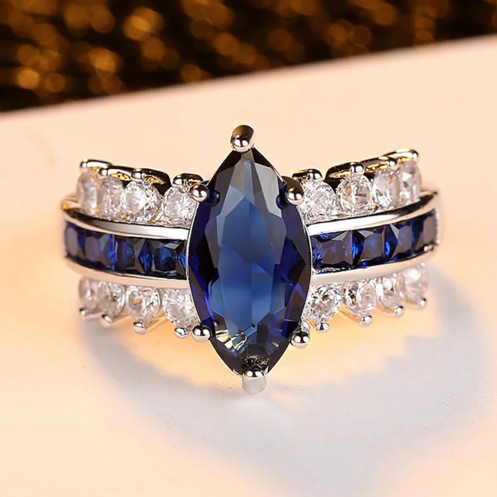 CiNily Created Blue Stone Cubic Zirconia Silver Plated Wholesale Hot Sell Fashion Jewelry for Women Gift Ring Size 6-9 NJ11106 | Украшения
