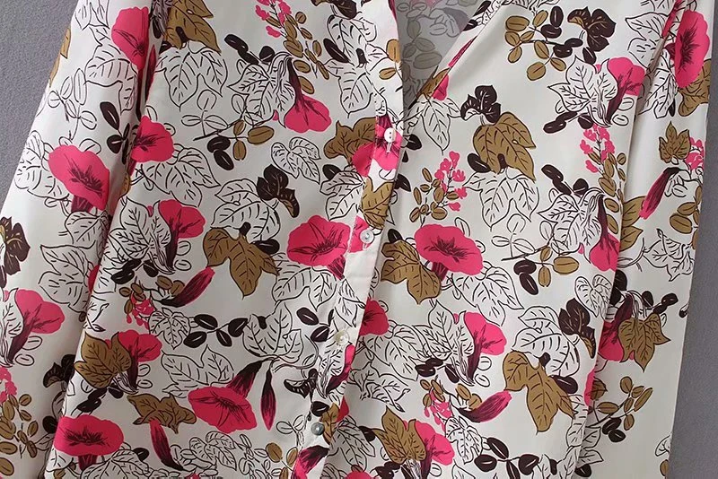 Women Elegant V neck Floral Blouse Long Sleeve Autumn Spring Printed Ladies Shirt Female Slim Casual Tops ZA8981 |