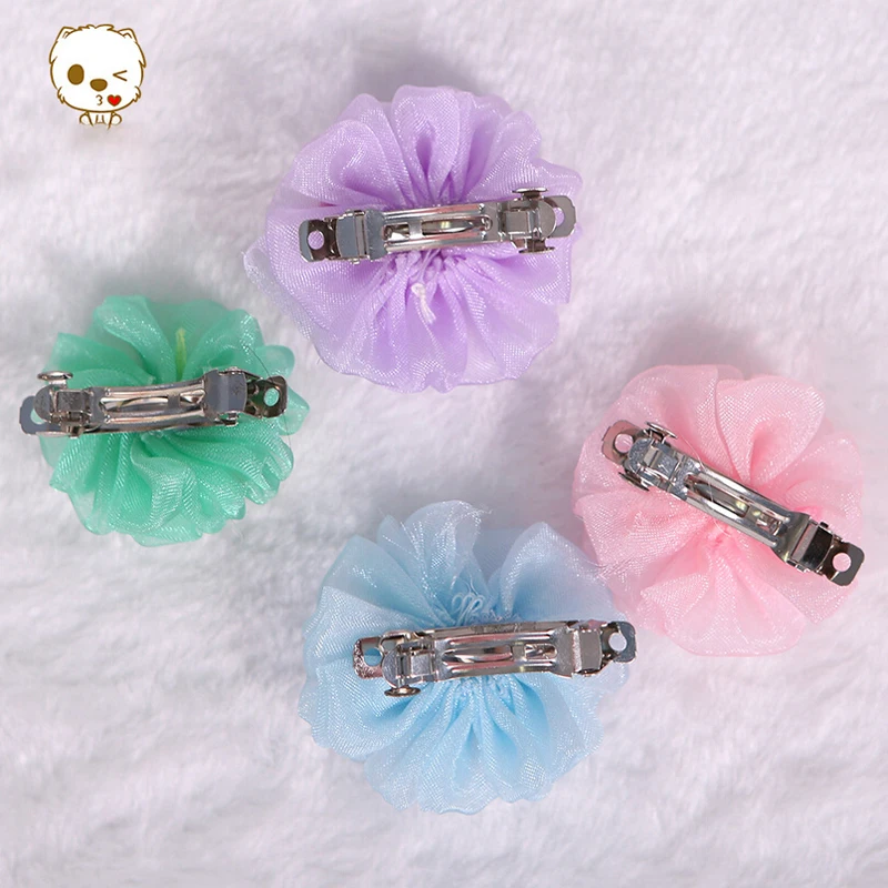 Заколки для волос собак милый дизайн с бантом кружево органза аксессуары шерсти