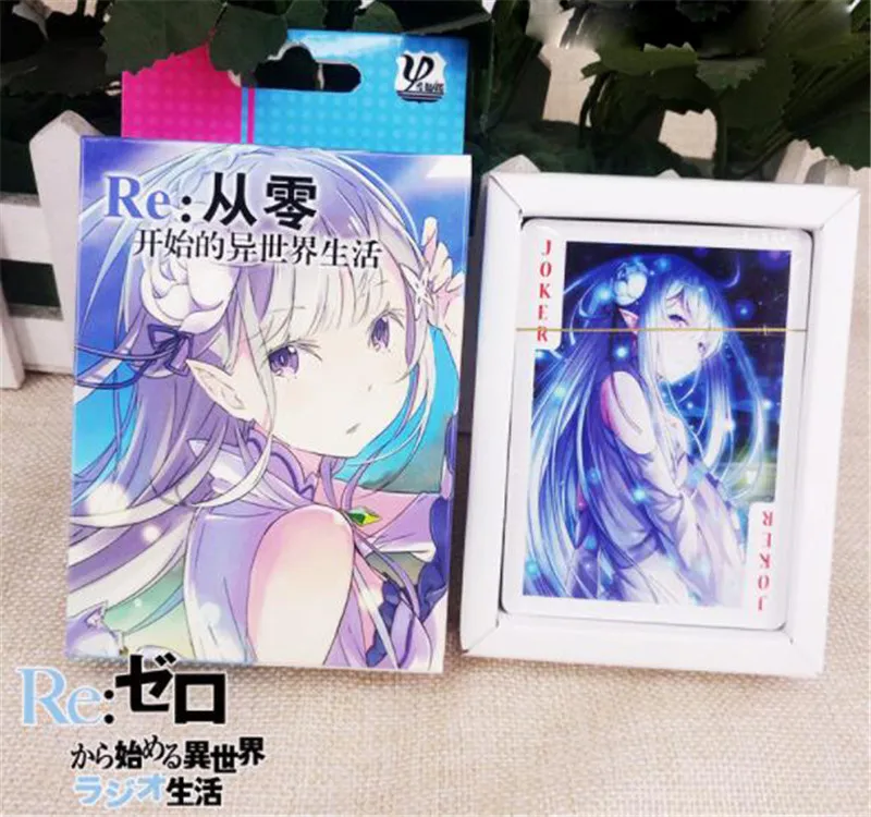 Аниме Re Zero покер карты колода игральных карт покер карты с коробкой коллекция Хэллоуин косплей покер карты Рождественский подарок