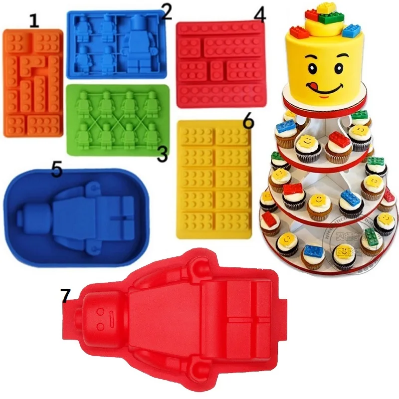 Силиконовые строительные блоки Lego Робот 3D DIY Форма для шоколада поднос жело