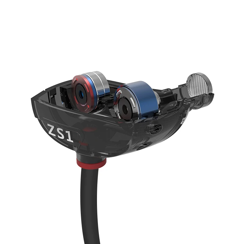 KZ ZS1 двойной динамический мониторинг Шум отмена стерео наушники вкладыши HiFi С микрофоном для телефона