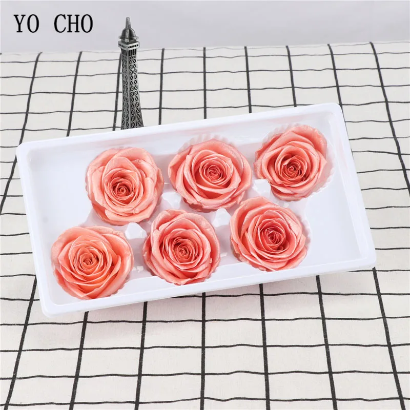 YO CHO Eternal Rose Flower Gilding Preserved Fresh 6 Heads Valentine's Day Gift Wedding Thanks giving | Дом и сад