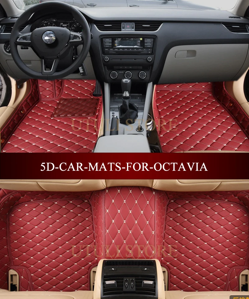 

Leather Car floor mats for Skoda Octavia Fabia Rapid Karoq Kodiaq Super custom fit car all weather carpet floor liners foot mats