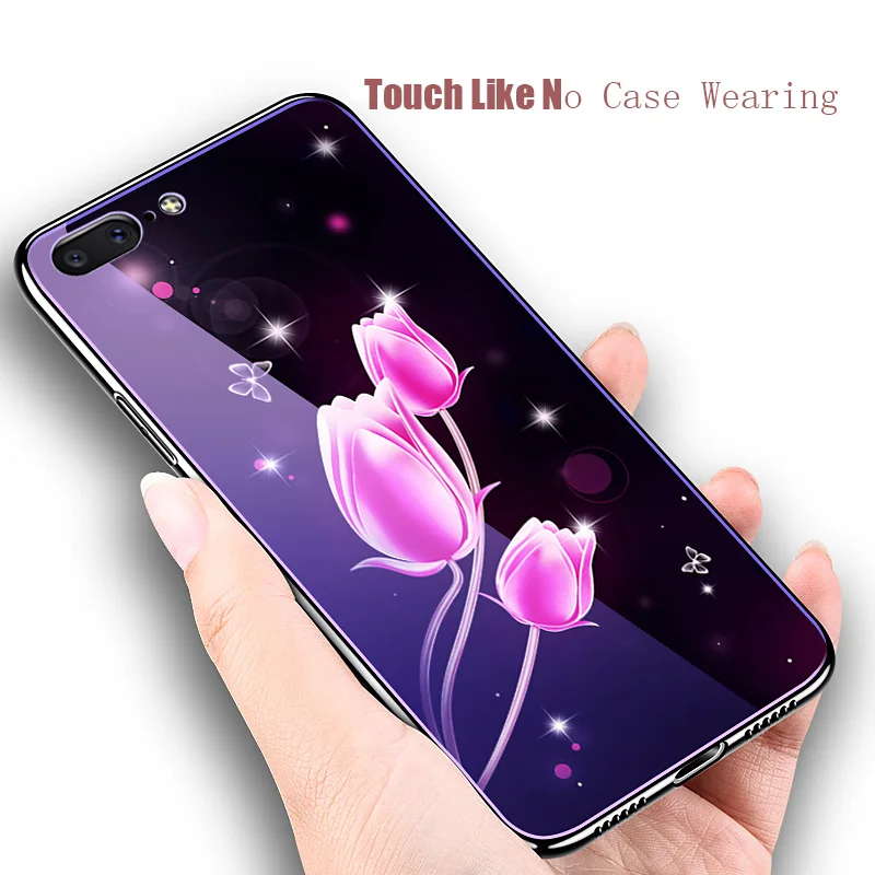 Чехол из окрашенного стекла для Huawei Honor 20i 10 Lite V20 View 20 V10 8 Pro V8 V9 Play Note 9 8X Max 8C