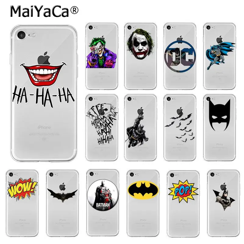 Мягкий силиконовый чехол для телефона MaiYaCa DC Superhero Batman Joker из ТПУ Apple iPhone 8 7 6 6S Plus X XS