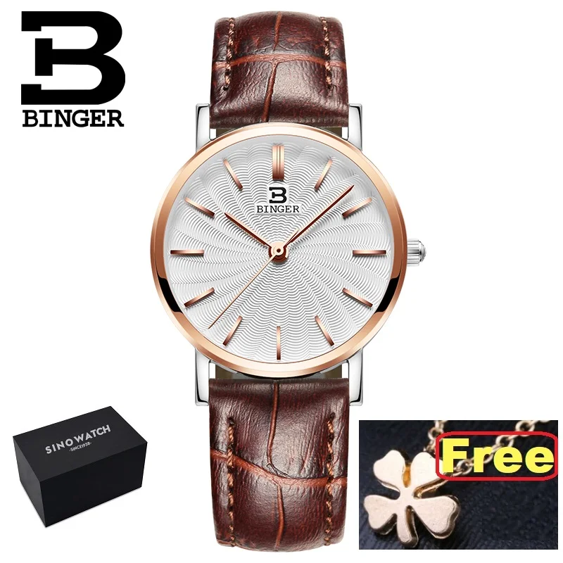 L-RGBR- boX gift Швейцарские BINGER женские часы люксовый бренд кварцевые часы полностью из нержавеющей стали ультратонкие наручные часы водонепроницаемые B3051W-3 Новинка - Цвет: L-RGBR- boX gift