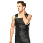 Сексуальное мужское черное нижнее белье из искусственной кожи, майки, эротические сексуальные мужские рубашки для ночного клуба, виниловое Мужское нижнее белье, топы для танцев на шесте