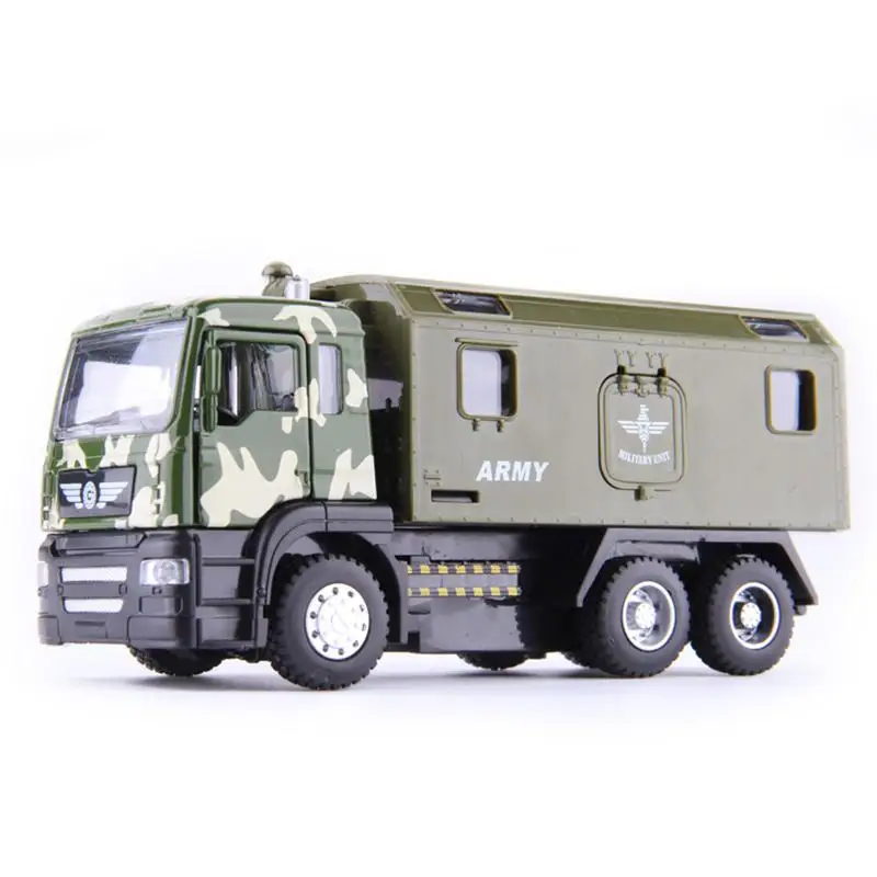 Мини военный боевой Транспорт модель автомобиля игрушка 1:50 Военный полицейский Транспорт модель автомобиля звук и светильник игрушечный автомобиль - Цвет: Army Green