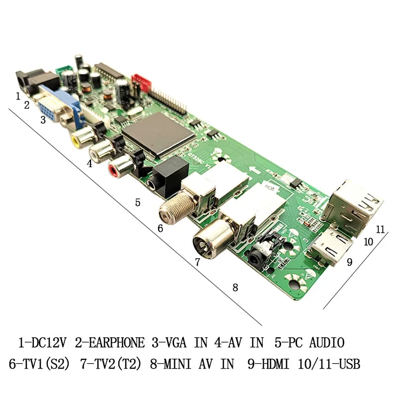 QT526C V1.2 Поддержка цифровой сигнал DVB-S2 DVB-C DVB-T2 ATV Универсальный ЖК-дисплей драйвер платы Dual usb воспроизведения мультимедийных русский reomte с холодным катодом(ccfl