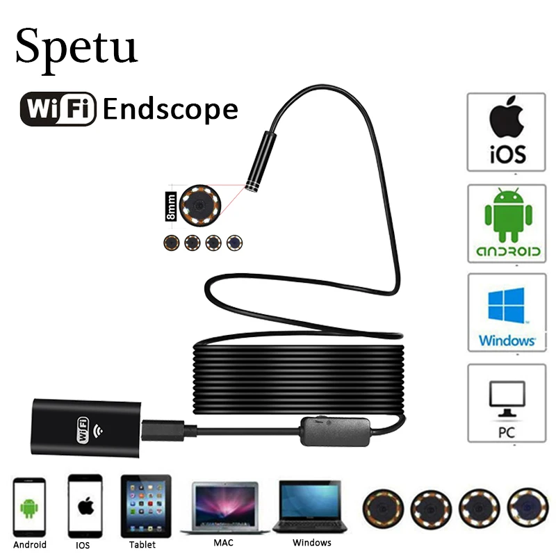 Эндоскоп высокой четкости speedu Wi Fi Android 720P IPhone Полужесткий эндоскоп|Камеры